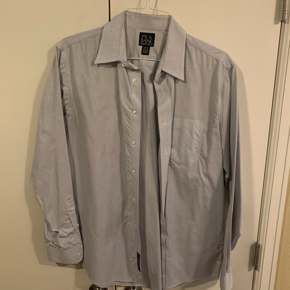 Jos A. Bank Blue Checkered Dress Shirt